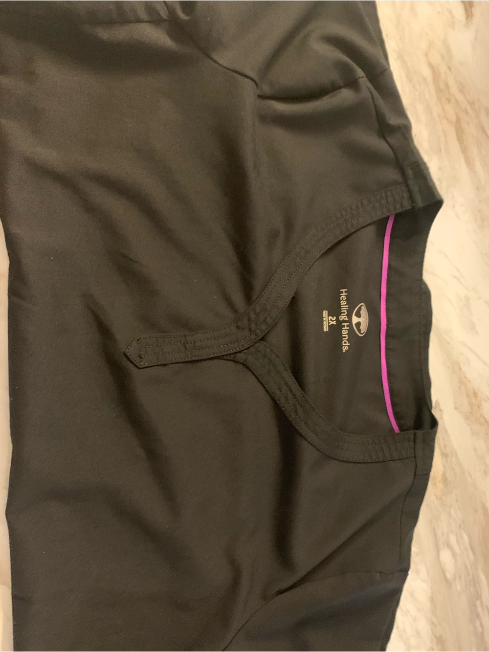 healing hands Black Scrub Top 2xl